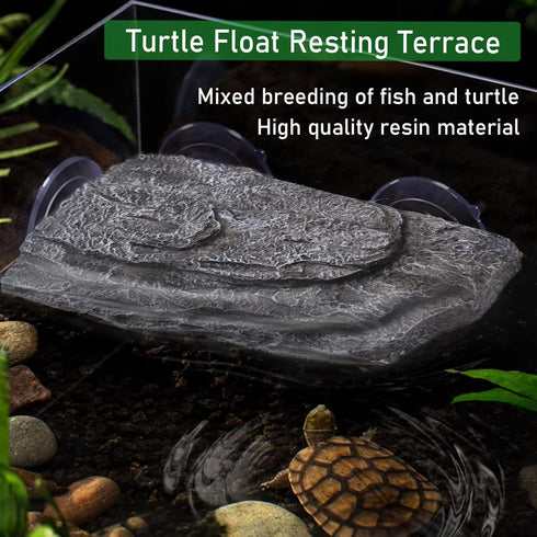 Tfwadmx Turtle Basking Platform Turtle Dock Climbing Ramp Tortoise Resting Terrace with Suction Cups Aquarium Ornament Turtle Tank Float Decorations for Amphibians Frogs Newts Lizard (Grey)