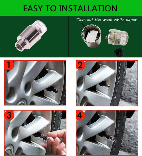 LED Tire Lights for Car 4 Pack, Waterproof Valve Stem Caps for Kids Boys, Bicycle Motorcycle Tyre Spoke Lights