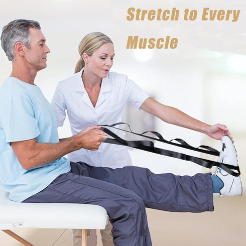 Stretching Strap Yoga Strap for Physical Therapy with 10 Loops, Non-Elastic Stretch Band