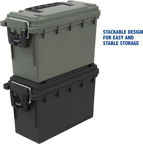 Sheffield 12629 Black Ammo Storage Can, Water Resistant Field Box for Pistol, Rifle, Shotgun, Stackable, Lockable