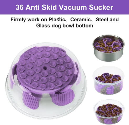 Dog Slow Feeder Bowls, Silicone Spiral Insert to Slow Down Eating for Large Medium Small Breed Dogs