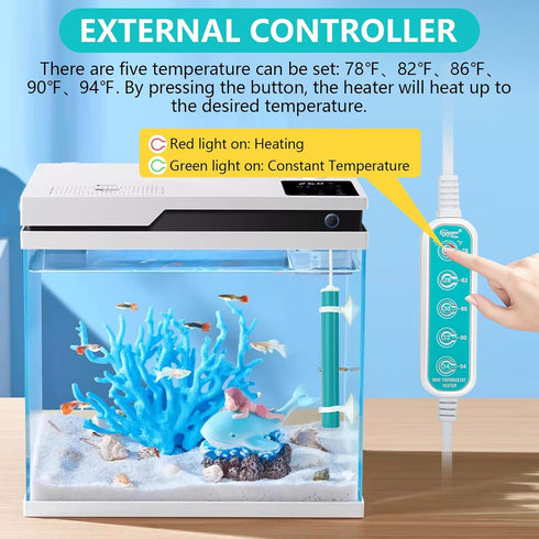 hygger Mini Submersible Aquarium Heater, Digital Display Turtle and Betta Tank Heater (15W-Key)