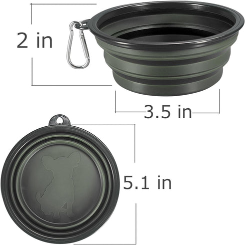 Collapsible Dog Bowls, 2-Pack Foldable Expandable Cup Dish for Pet Cat Hiking Food Water Feeding Dog Travel Bowl