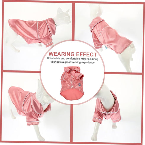 Dog Pajamas Bathrobe, Girls Sleepwear Clothes for Small Dogs, Pink Cotton