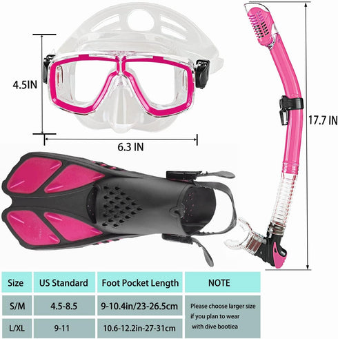 Sets Snorkeling Gear for Adults with Fins Scuba Diving Gear Adult Professional Travel Snorkel with Flippers,Anti-Fog