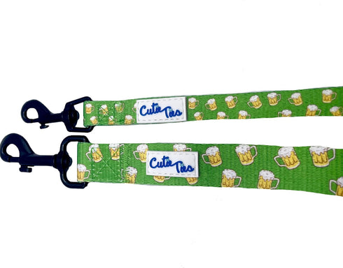 Dog Leash Green Beer - Durable Nylon Material - Premium Quality Leash for Dogs - Cute Dog Leash in Two Sizes