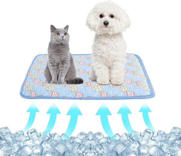 NACOCO Pet Cooling Mat for Cats and Dogs, Comfortable Soft Cushion Pad for Summer (L, Blue)