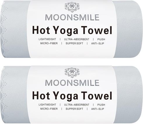 MOONSMILE 2 Pack Hot Yoga Hand Towel with Quick Dry Super-Absorbent Soft Suede Microfiber, Gym Sports Sweat Rags