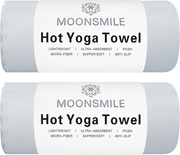 MOONSMILE 2 Pack Hot Yoga Hand Towel with Quick Dry Super-Absorbent Soft Suede Microfiber, Gym Sports Sweat Rags