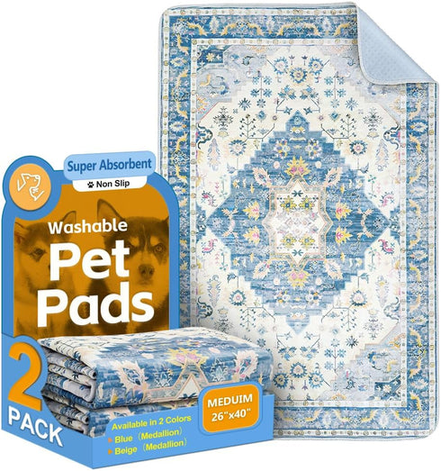 Washable Pee Pads for Dogs, 2 Pack Reusable Puppy Training Pads 40"x26"