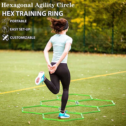 Hexagon Agility Ring Training Circle, Speed Agility Ladder, Football Footwork Trainer, 3Pcs Multicolor Fitness Equipment