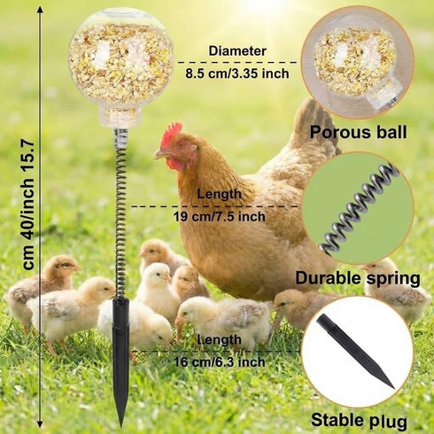 PRINTUB 2 Pack Chicken Pecking Toys, Chick Interactive Slow Feed Enrichment Toy, Chicken Swing Feeder with Spring