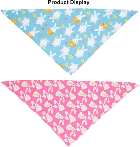 ADOGGYGO 4 Pack Easter Dog Bandana, Triangle Dog Scarf with Rabbit Easter Egg Pattern for Medium Large Dogs