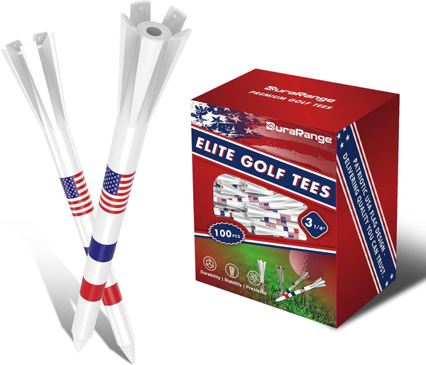 Premium Golf Tees - 5-Prong & 4-Prong Anti-Slip, 100-Pack for 360cc Drivers
