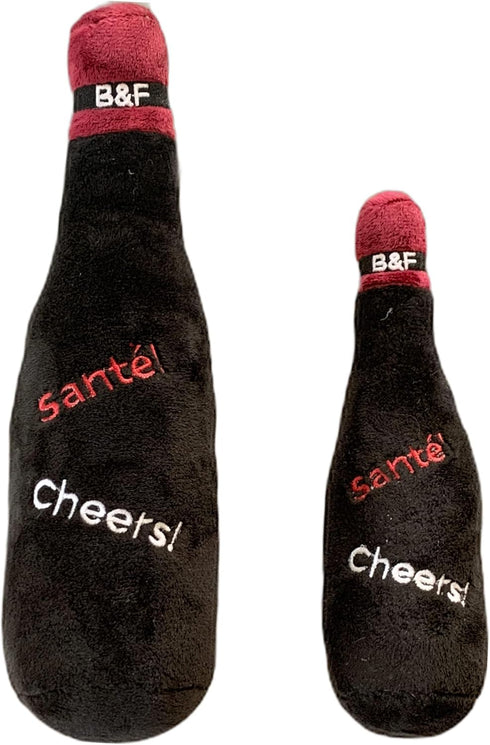 Bonne et Filou Wine Bottle Plush Squeaky Dog Toy (Bark'gundy Red Whine, 1 Large Size) for Small and Medium Dogs