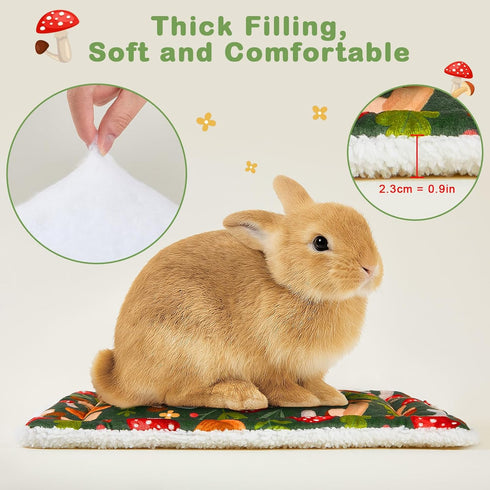2Pcs Glittme Bunny Bed Rabbit Bed for Indoor Cage Soft Guinea Pig Bed Fleece Mat Pad Warm Small Animal Bedding