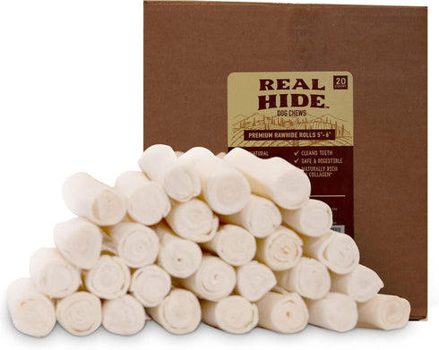 Real Hide | All Natural Dog Chew Treats - Premium Rawhide Rolls,