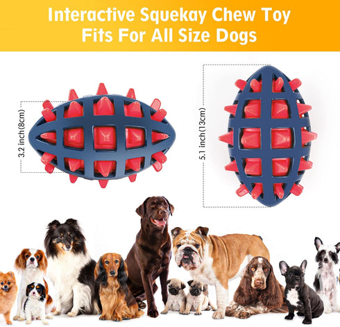 Dog Spiky Toy Ball with Squeaker, Floating Chewing Fetching and Interactive Play (2pc Kit)