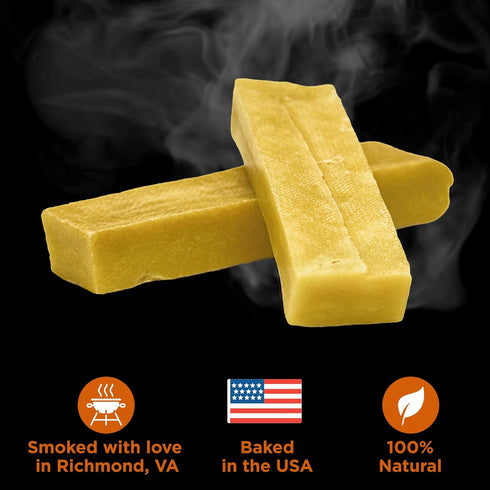 Premium Hickory Smoked 100% Natural Himalayan Yak Cheese for Dogs - Large 4 Pack, No Additives, Lactose Free