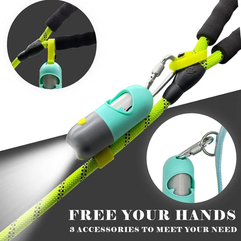(1 15 Dog Poop Bags Holder with LED Flashlight|Pet Waste Bags Dispenser for Leash|Doggie Potty Bags Container