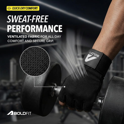 Boldfit Gym Gloves for Men & Women with Wrist Support Accessories for Weightlifting, Training, Exercise, Cycling