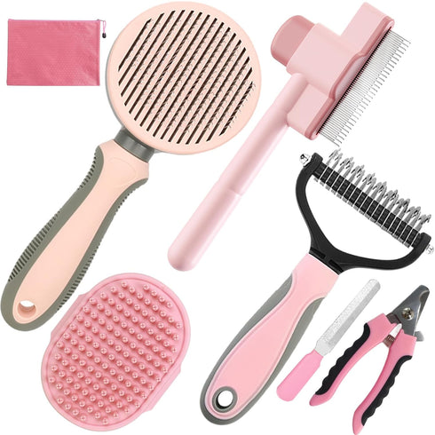 Pet Grooming Kit - 7 PCS Deshedding Brush Set with Slicker, Undercoat