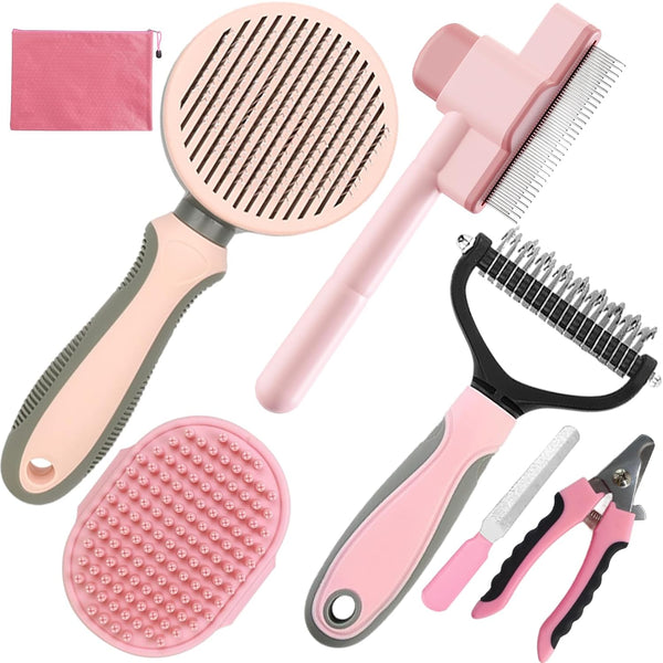 Pet Grooming Kit - 7 PCS Deshedding Brush Set with Slicker, Undercoat