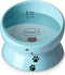 Y YHY Ceramic 15 Ounce Slanted Cat Food Water Bowl, Lake Blue