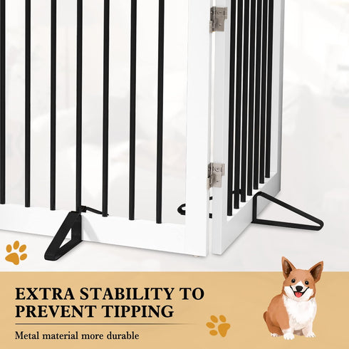 Freestanding Pet Gate Metal Support Feet, Triangle Set of 2 for Extra Wide Foldable Dog Gate, Black