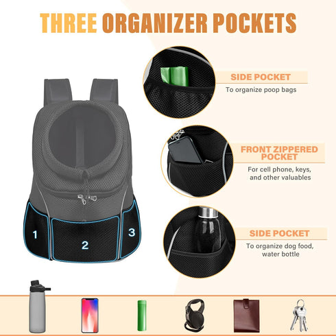 YUDODO Pet Dog Backpack Carrier for Small Dogs Cats, Breathable Chihuahua Front Pack for Hiking, Cycling, Walking