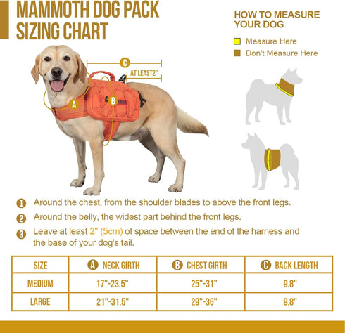 OneTigris Dog Backpack for Medium & Large Dogs, Tactical Nylon Pack with Side Pockets for Hiking