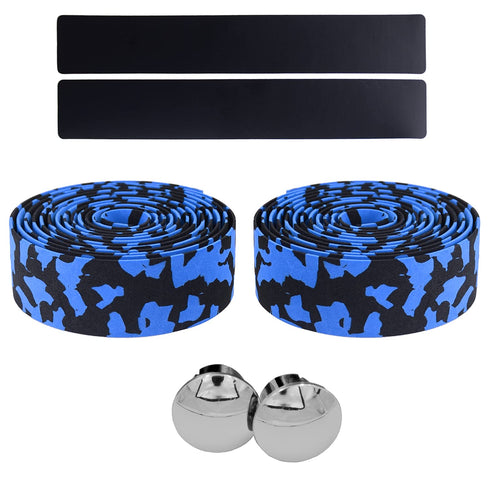 KINGOU Black & Blue Camouflage EVA Road Bike Handlebar Tape, 2PCS Per Set