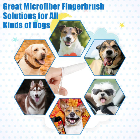 20 Pcs Soft Microfiber Fingerbrush for Dogs, Pet Dental Finger Brush for Dog Cat Teeth Cleaning