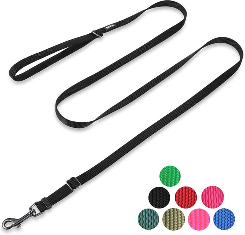 Hyhug Pets Premium Adjustable Leash - 6 Feet for Small Dogs with Soft Neoprene Handle, Obsidian Black