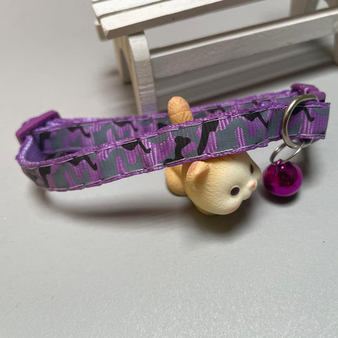 Camouflage Cat Collar with Bells, Purple