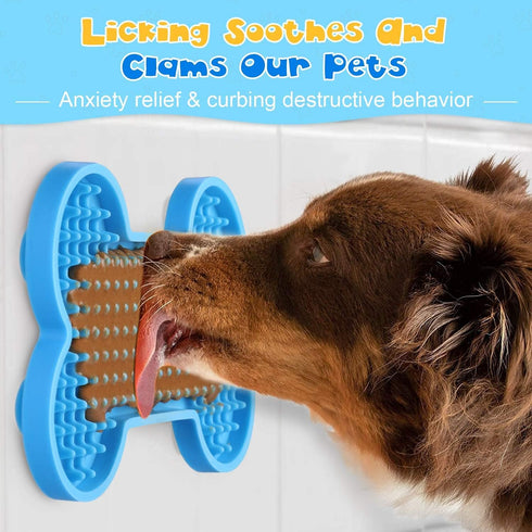 Lick Mat for Dogs, 2 Pack Peanut Butter Licking Mats, Slow Feeding Bowl for Pet Food and Grooming