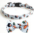 KUDES 2 Pack Print Dog Collars with Bow Tie, Adjustable Collars with Bells and Charm Safety Buckle for