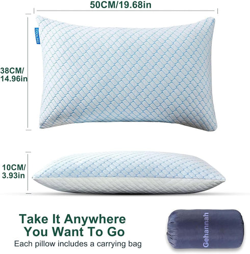 Gehannah Travel Pillow, Large Compressible Camping Pillow with Shredded Memory Foam and Storage Bag for Outdoor Gear