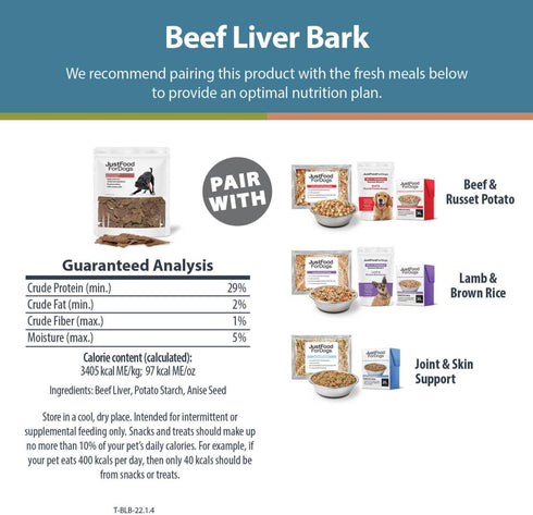 JustFoodForDogs Limited-Ingredient Beef Liver Dog Treats, Preservative-Free, Made in the USA, 5 oz