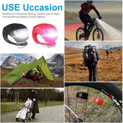 Set of 6 Bike Lights, Front and Back LED Clip-On Silicon Bicycle Lights with Waterproof Housing