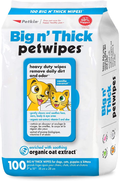 Petkin Big N' Thick Petwipes, 100 ct