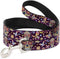 Dog Leash, Mariposa Calaveras Butterflies Flowers, Burgundy Multi Color, 4 Feet Long, 1.5 Inch Wide