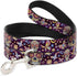 Dog Leash, Mariposa Calaveras Butterflies Flowers, Burgundy Multi Color, 4 Feet Long, 1.5 Inch Wide