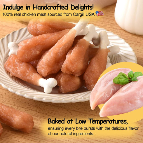 Natural Chicken Calcium Bone Chews for Dogs - Rawhide-Free Treats