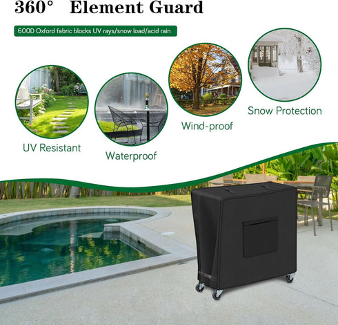 80 600D (34Lx19Wx31H RICHIE Rolling Cooler Cart Cover Fit for Most QT, Waterproof Ice Chest Cover with Zippered Pocket