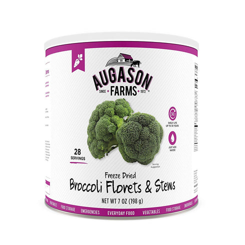 Freeze Dried Broccoli Florets and Stems Emergency Food Supply, 34 Servings, 30