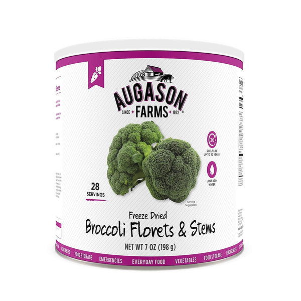 Freeze Dried Broccoli Florets and Stems Emergency Food Supply, 34 Servings, 30
