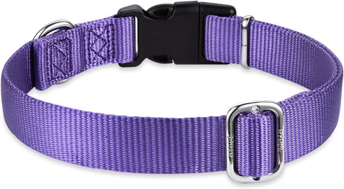 Hyhug Pets Solid Color Classic Regular Soft Nylon Collar for Medium Breeds Dogs, Ultra Violet