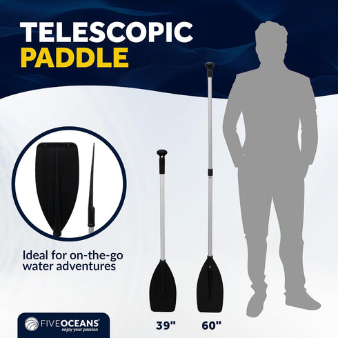 Five Oceans 4-Feet Canoe Paddle - T-Handle Oar Paddle for Canoe, Kayak, Small Boats, Marine-Grade Aluminum
