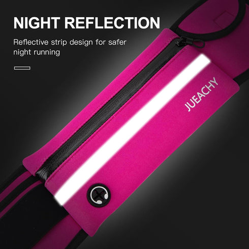 Jueachy Waterproof Running Belts for Women, Adjustable Fanny Pack Waist Pouch with Phone Holder and Headphone Port